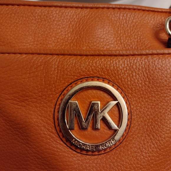 MICHAEL Michael Kors Orange Logo Leather Crossbody - Picture 10 of 12